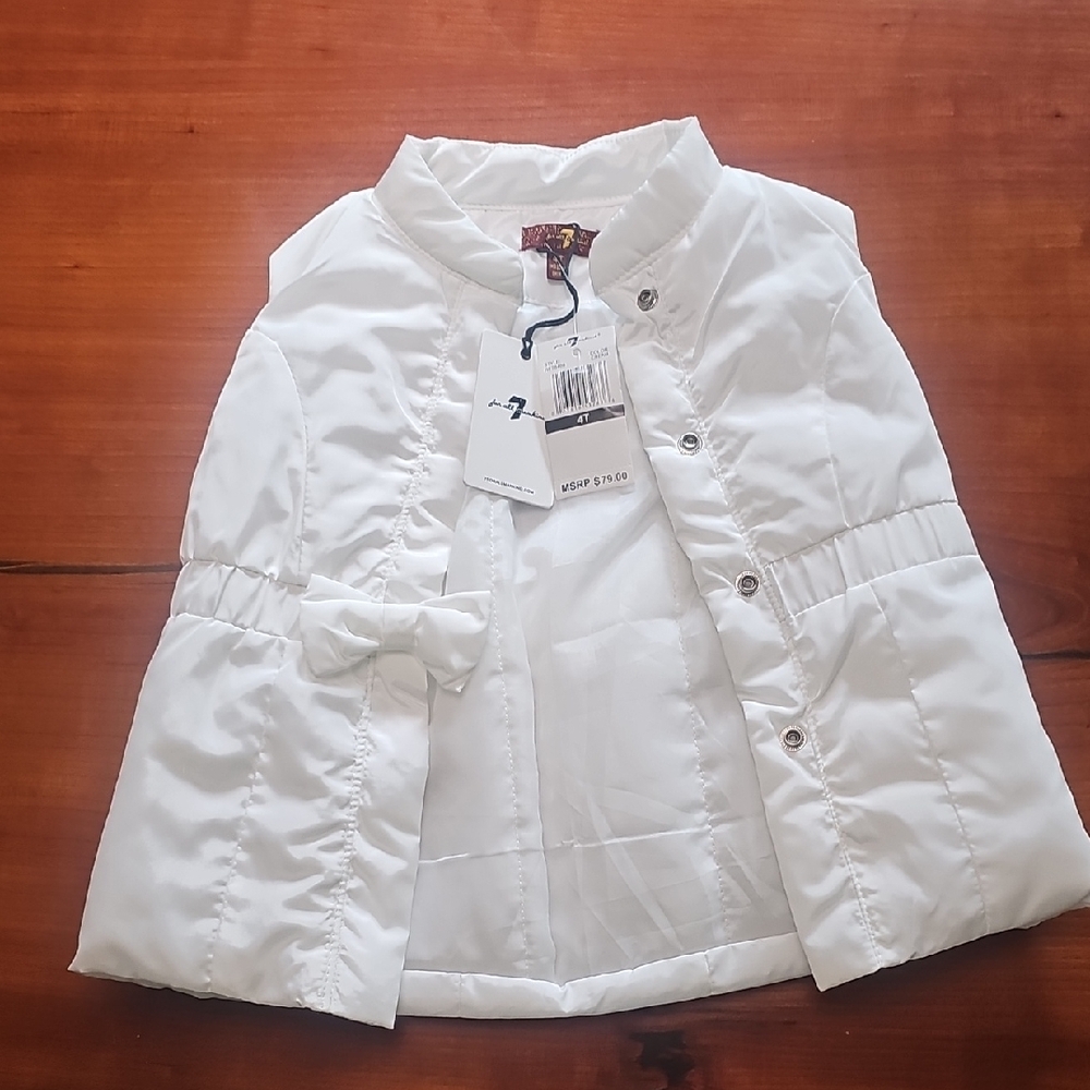 White Kids Jacket with Bow Detail